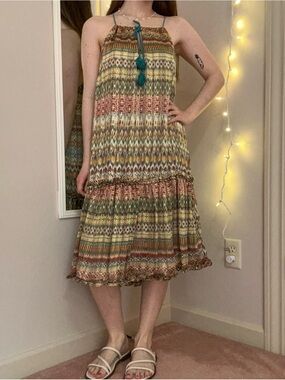 Multicolored Boho Flowy Midi Dress